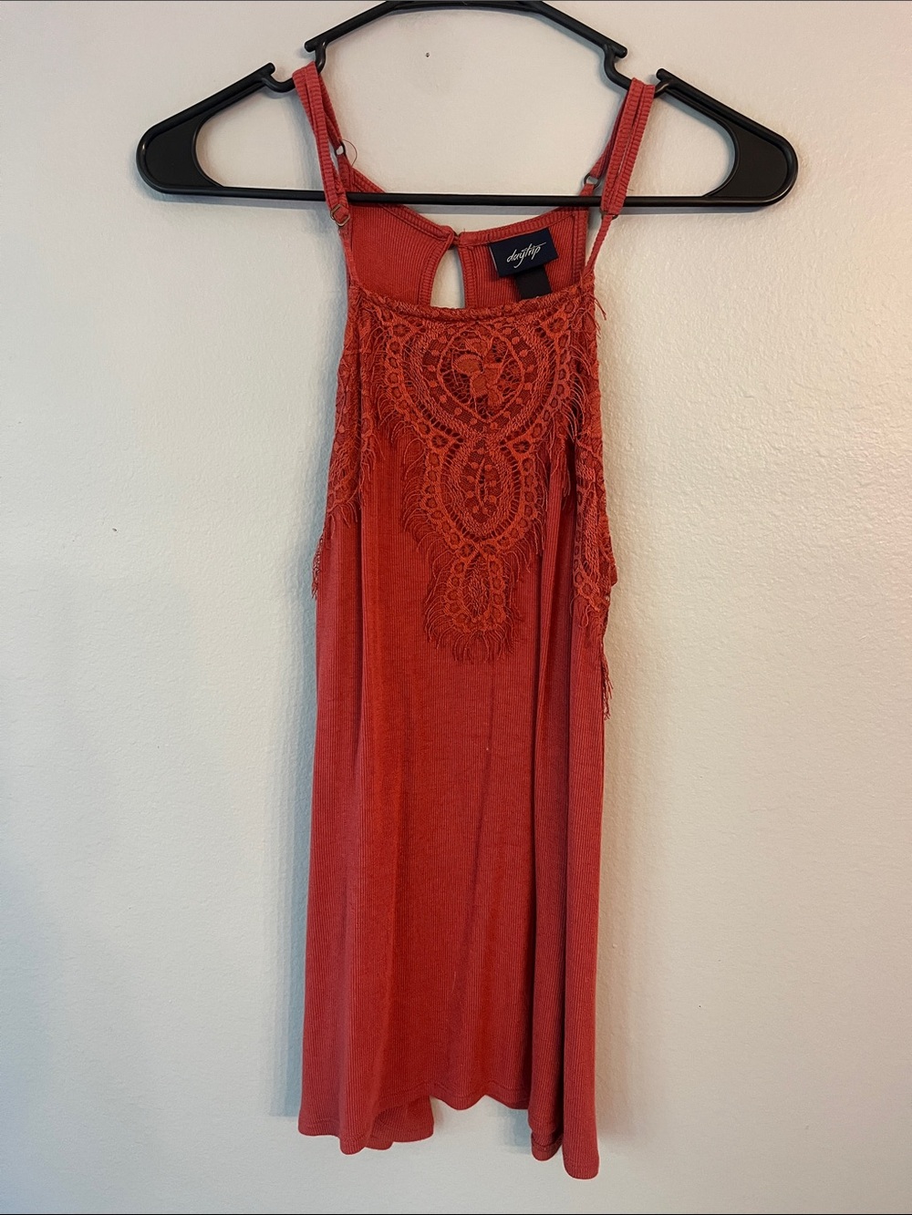 Daytrip Rust Red Crochet-Front Tank Top